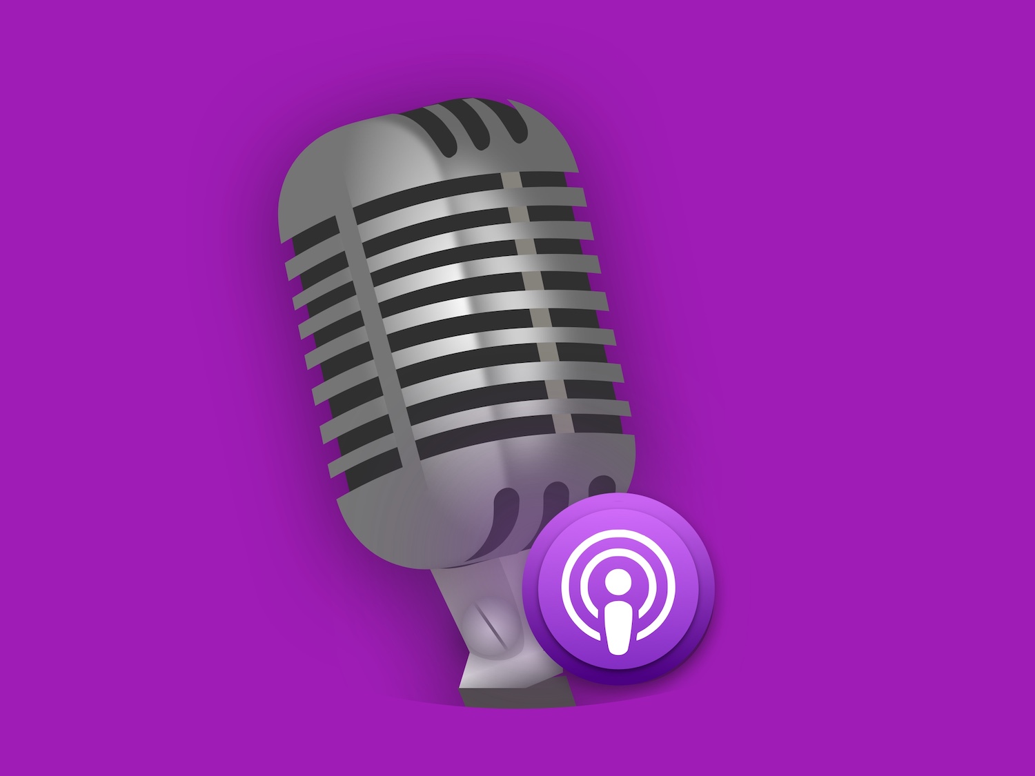 Podcasts Icon: Podcasting Microphone with Podcasts symbol
