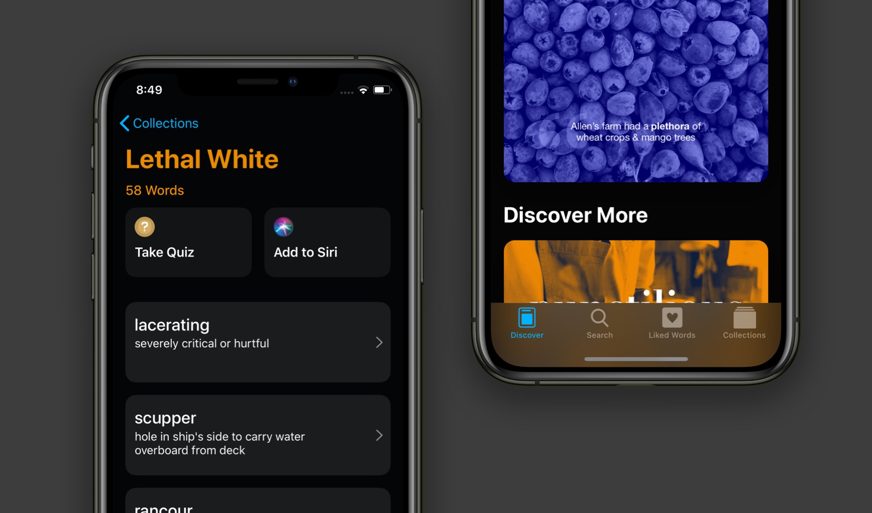 Designing Dark Mode for OLED: Image of LookUp in Dark Mode